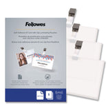 Fellowes® Self-Adhesive Laminating Pouches, With Badge Clips, 5 mil, 3.88 x 2.63, Gloss Clear, 5/Pack (FEL5220701) Pack of 5