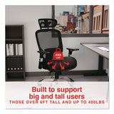 Alera® Minerva Big and Tall Chair, Supports Up to 400 lb, 17.48" to 21.73" Seat Height, Black Seat, Black Back, Black Base (ALEMV41B19) Each