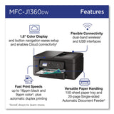 Brother MFCJ1360DW Work Smart 1360 Wireless Color Inkjet AIO Printer, Copy/Print/Scan (BRTMFCJ1360DW) Each