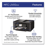 Brother MFCJ1410DW Work Smart 1410 Wireless Color Inkjet AIO Printer, Copy/Print/Scan (BRTMFCJ1410DW) Each
