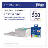 Brother LC501XL3PKS High-Yield Ink, 500 Page-Yield, Cyan/Magenta/Yellow, 3/Pack (BRTLC501XL3PKS) Pack of 3
