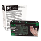 X3® by AMMEX® Polyethylene Food Safe Industrial Gloves, Powder-Free, Large, Clear, 500/Box, 20 Boxes/Carton (AXCPGLOVEL500XX) Case of 10000