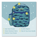 bentgo® Kids Insulated Lunch Tote, Sharks Theme, 7.3" x 3.5" x 9.5", Turquoise/Blue (BEODBGSHK) Each