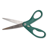 Westcott® KleenEarth Rice Husk Scissors, Pointed Tip, 8" Long, Straight Blue/Green Handle, 2/Pack (ACM14882036) Pack of 2