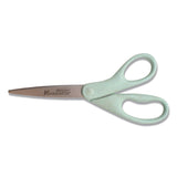 Westcott® KleenEarth Rice Husk Scissors, Pointed Tip, 8" Long, Straight Sage Blue Handle (ACM17350) Each