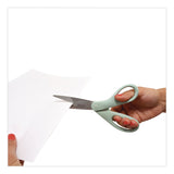 Westcott® KleenEarth Rice Husk Scissors, Pointed Tip, 8" Long, Straight Sage Blue Handle (ACM17350) Each