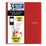 Five Star® Wirebound Notebook, 3-Subject, Medium/College Rule, Fire Red Cover, (150) 11 x 8.5 Sheets (ACC72065) Each