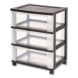 IRIS Three-Drawer Durable Storage Cart, Plastic, 22 x 15.69 x 25.48, Clear/Black (IRS270012) Each
