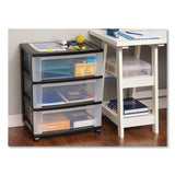 IRIS Three-Drawer Durable Storage Cart, Plastic, 22 x 15.69 x 25.48, Clear/Black (IRS270012) Each