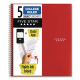 Five Star® Wirebound Notebook, 5-Subject, Medium/College Rule, Fire Red Cover, (200) 11 x 8.5 Sheets (MEA72077) Each