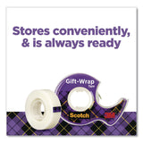 Scotch® Gift Wrap Tape with Dispenser, 1" Core, 0.75" x 50 ft, Clear, 6/Pack (MMM615SIOC) Pack of 6