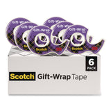 Scotch® Gift Wrap Tape with Dispenser, 1" Core, 0.75" x 50 ft, Clear, 6/Pack (MMM615SIOC) Pack of 6