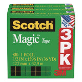 Scotch® Magic Tape Refill, 1" Core, 0.5" x 36 yds, Clear, 108 Rolls/Carton (MMM810H3CT) Case of 108