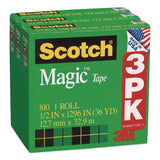 Scotch® Magic Tape Refill, 1" Core, 0.5" x 36 yds, Clear, 108 Rolls/Carton (MMM810H3CT) Case of 108
