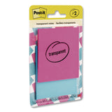 Post-it® Transparent Notes, 2.88" x 2.88", Assorted Colors, 36 Sheets/Pad, 2 Pads/Pack (MMM6002COL) Pack of 2