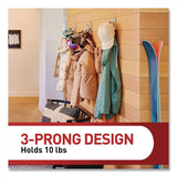 Command™ Decorative X-Large Triple Hooks, Metal, Satin Nickel, Supports 10 lb, 2/Pack (MMM17038N2ES) Pack of 2