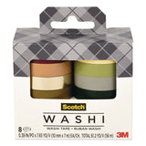 Scotch® Washi Tape, Solid Earth, 0.39" x 7.69 yd, Assorted Colors/Finishes, 8 Rolls/Pack (MMMC10178SOL3) Pack of 8