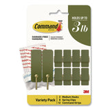 Command™ Limited Edition Decorative Hook Variety Pack, (8) Mini Spring Hooks, (2) Medium Hooks (Supports 3lb), Sage Green/Brass, 10/PK (MMMSGMHP10ESF) Pack of 10