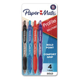 Paper Mate® Profile Ballpoint Pen, Retractable, Bold 1.4 mm, Assorted Ink and Barrel Colors, 4/Pack (PAP196066389473) Pack of 4