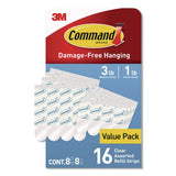 Command™ Damage-Free Hanging Clear Refill Strips, Value Pack Assortment: (8) Medium(0.73" x 2.75"), (8) Small (0.62" x 2.12"), 16/Pack (MMM17200CLR16ES) Pack of 16