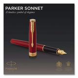 Parker® Sonnet Fountain Pen with Gift Box, Medium Fountain Nib, Red Ink, Red Lacquer/Gold Barrel (PAR1931474) Each