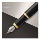 Parker® IM Fountain Pen with Gift Box, Medium Fountain Nib, Blue Ink, Black Lacquer/Gold Barrel (PAR1931645) Each