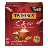 TWININGS® Tea Bags, Chai Black Tea, 0.07 oz Tea Bag, 50/Box (TWGTNA55503) Box of 50