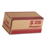CONTROLTEK® Pennies Coin Box, Accommodates $25 in Pennies, 15.5" x 19.25" x 4.5", Red/Kraft, 50/Pack (CNK560059) Pack of 50