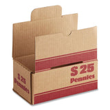 CONTROLTEK® Pennies Coin Box, Accommodates $25 in Pennies, 15.5" x 19.25" x 4.5", Red/Kraft, 50/Pack (CNK560059) Pack of 50