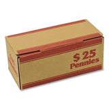 CONTROLTEK® Pennies Coin Box, Accommodates $25 in Pennies, 15.5" x 19.25" x 4.5", Red/Kraft, 50/Pack (CNK560059) Pack of 50