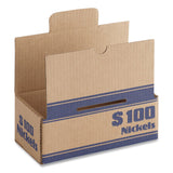 CONTROLTEK® Nickels Coin Box, Accommodates $100 in Nickels, 15.5" x 19.25" x 4.5", Blue/Kraft, 50/Pack (CNK560060) Pack of 50