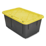 GreenMade™ Storage Bin with Snap Lid, 108 qt, 20.5 x 30.5 x 14.7, Black/Yellow (GND669871) Each
