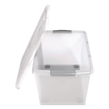 IRIS Store and Slide Latching Lid Storage Bin, 61 qt, 15.55 x 23.42 x 12.99, Clear (IRS270017) Each