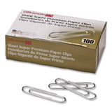 Officemate Super Premium Giant Paper Clips, Jumbo, Smooth, Silver, 100/Box, 10 Boxes/Carton (OIC659939) Pack of 1000