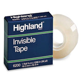 Highland™ Invisible Permanent Mending Tape, 1" Core, 0.75" x 36 yds, Clear, 144 Rolls/Carton (MMM6200341296CT) Each