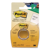 Post-it® Labeling and Cover-Up Tape, Non-Refillable, 1" x 19.44 yd, White Tape, Clear Dispenser, 24/Carton (MMM658CASE) Case of 24