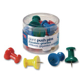 Officemate Giant Push Pins, Assorted Colors, Plastic, 1.5" Pin, 12/Pack (OIC1266155) Pack of 12