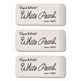 Paper Mate® White Pearl Latex-Free Plastic Eraser, For Pencil Marks, Rectangular Block, White, 3/Pack (PAP70624) Pack of 3