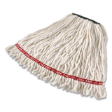 Rubbermaid® Commercial Super Stitch Cotton Looped End Wet Mop Head, 20 oz Capacity, Medium, White, 1" White Headband (RCP11206WH00) Each