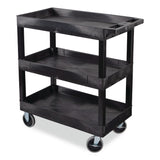 Luxor TUFFY XL Three-Shelf Heavy-Duty Multipurpose Utility Cart, Plastic, 375 lb Capacity, 35.25" x 18" x 37.25", Black (LXCEC111HDB) Each