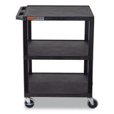 Luxor TUFFY Three-Shelf Multipurpose Utility Cart, Plastic, 300 lb Capacity, 26.5" x 18.5" x 34", Black (LXCWT34S) Each