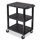 Luxor TUFFY Three-Shelf Multipurpose Utility Cart, Plastic, 300 lb Capacity, 26.5" x 18.5" x 34", Black (LXCWT34S) Each