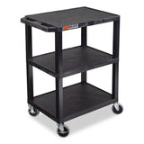 Luxor TUFFY Three-Shelf Multipurpose Utility Cart, Plastic, 300 lb Capacity, 26.5" x 18.5" x 34", Black (LXCWT34S) Each