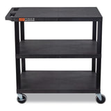 Luxor TUFFY XL Three-Shelf Multipurpose Utility Cart, Plastic, 300 lb Capacity, 35.25" x 18" x 34.5", Black (LXCEC222B) Each