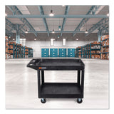 Luxor WORKLOAD Two-Shelf Heavy-Duty Industrial Utility Cart, Plastic, 500 lb Capacity, 45.5" x 25.5" x 33", Black (LXCXLC11B) Each