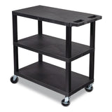 Luxor TUFFY XL Three-Shelf Multipurpose Utility Cart, Plastic, 300 lb Capacity, 35.25" x 18" x 34.5", Black (LXCEC222B) Each