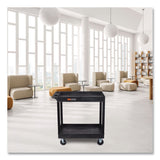 Luxor TUFFY XL Two-Shelf Heavy-Duty Multipurpose Utility Cart, Plastic, 500 lb Capacity, 35.25" x 18" x 35.5", Black (LXCEC11HDB) Each