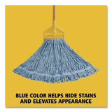 Rubbermaid® Commercial Super Stitch Blend Mop, Green Headband, Cotton/Synthetic, Medium, Blue (RCPD212BLUEA) Each
