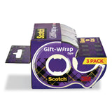 Scotch® Gift Wrap Tape with Dispenser, 1" Core, 0.75" x 300", Transparent, 3/Pack (MMM7000048114) Each