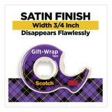 Scotch® Gift Wrap Tape with Dispenser, 1" Core, 0.75" x 300", Transparent, 3/Pack (MMM7000048114) Each